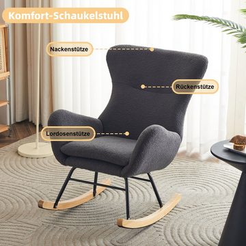 BlingBin Schaukelstuhl Teddy-Samt-Schaukelstuhl Freizeitstuhl Einzelsofastuhl (1er Set, 1 St), mit hoher Rückenlehne und Sitzkissen