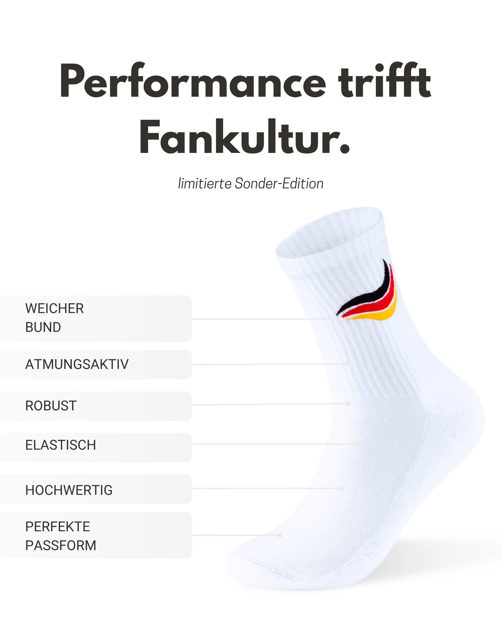 sockenkauf24 Sportsocken Deutschland Fußball WM Socken Damen und Herren Tennissocken (3-Paar) mit Deutschland Flagge als Fan Socken
