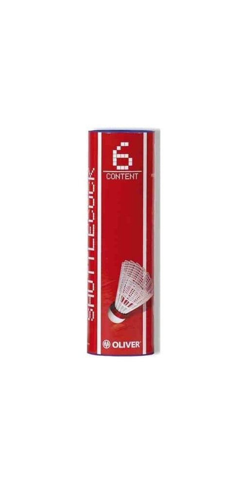 Oliver Badmintonball Pro-Tec 5 Nylon/Korkfuß Dose weiss 6er, Geschwindigkeit: mittel