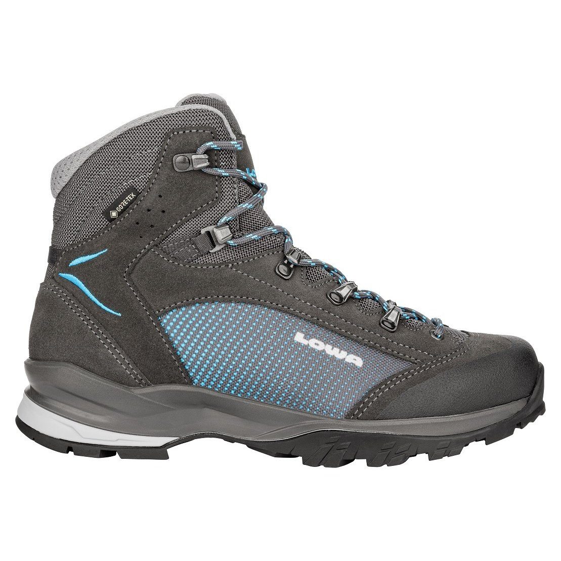 Tucana GTX (Trekking, Spaltleder, wasserdicht) schieferbraun/türkis Wanderschuh