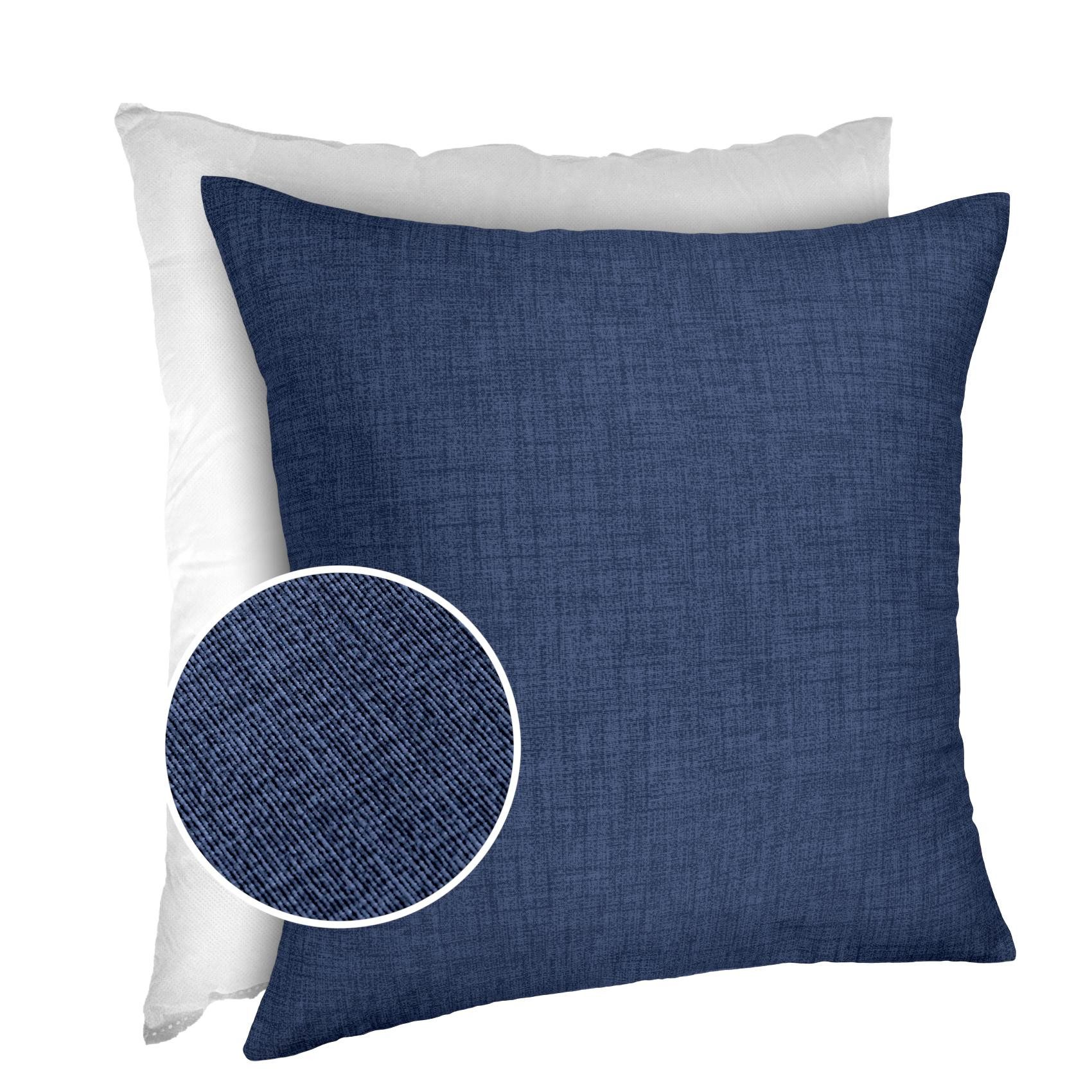 ANRO Dekokissen MrJack Kissenbezug Leinenoptik Deko Kissen Uni, Sofakissen 40x40cm mit Füllung Jeansblau