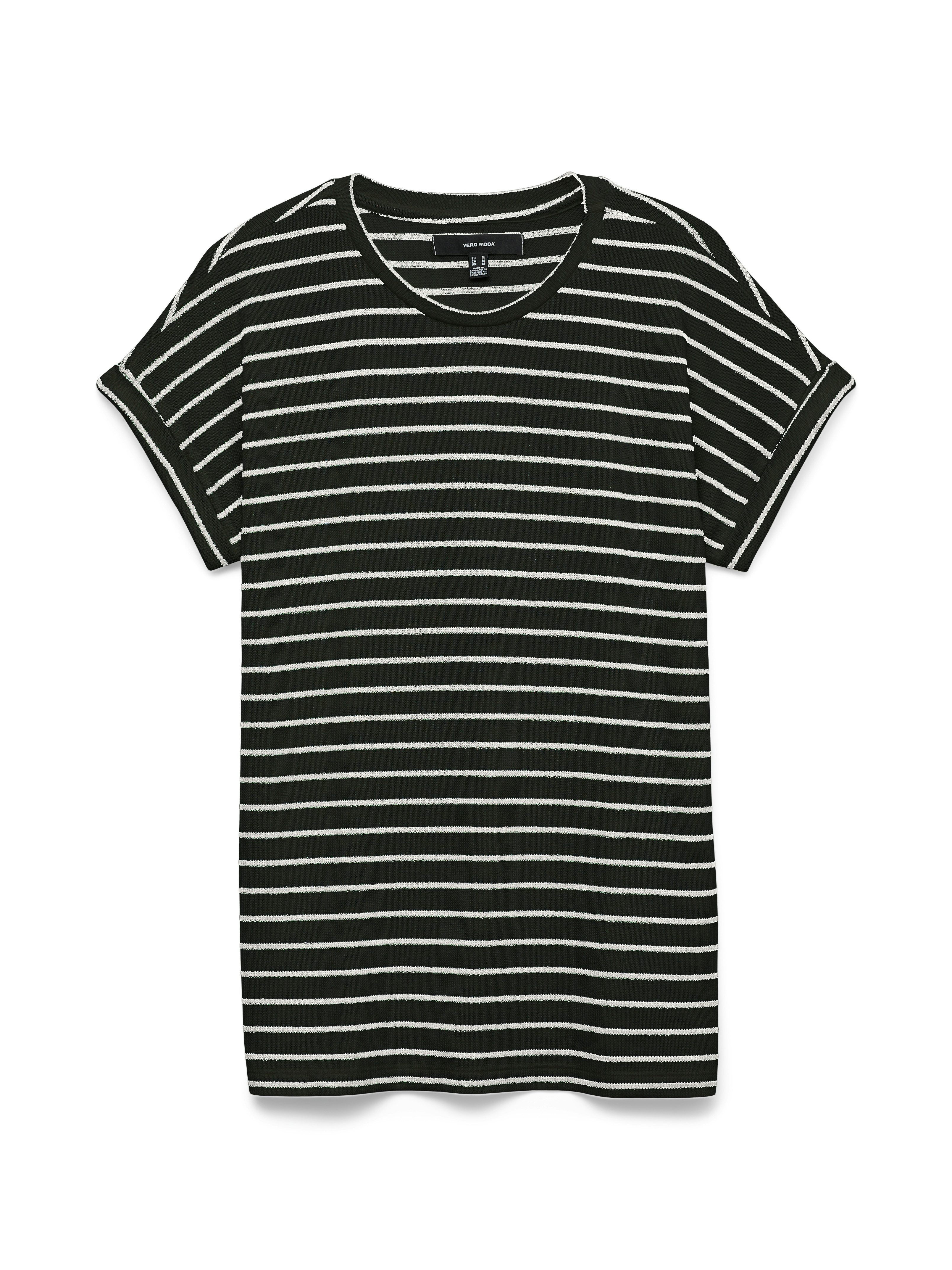 Vero Moda Kurzarmpullover VMBRIANNA SS O-NECK PULLOVER BOO REP mit überschnittenen Schultern mit Umschlagsaum