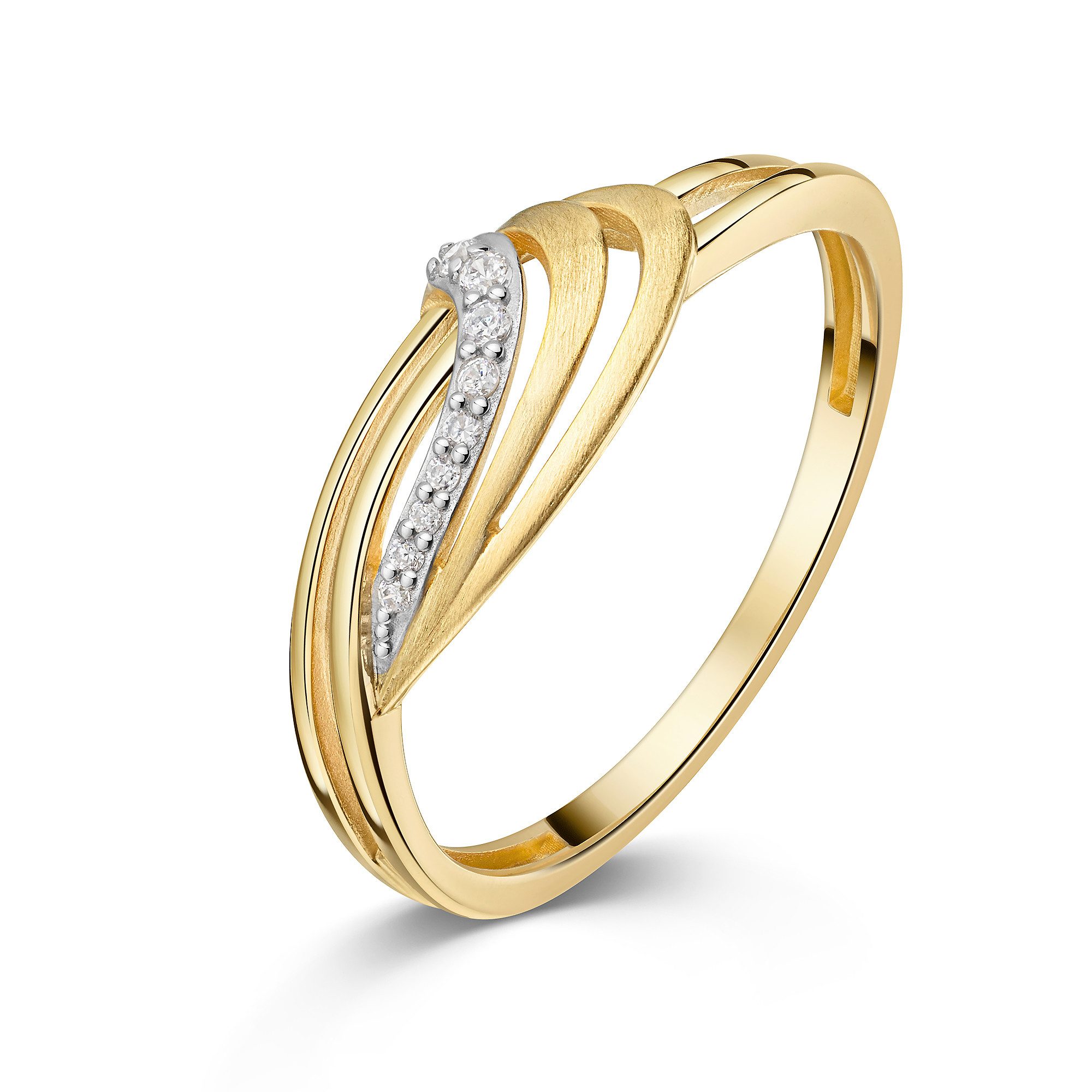Fingerring Schmuck Geschenk Gold 333 Damenring Ring Welle bicolor