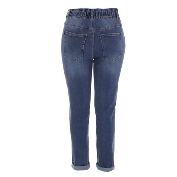 Ital-Design Stretch-Jeans Damen Freizeit Used-Look Stretch High Waist Jeans in Blau