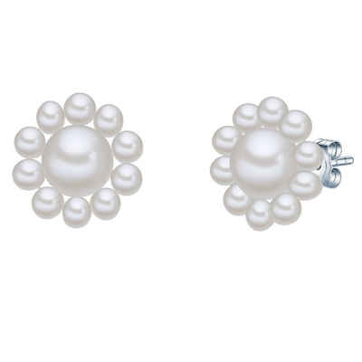 Valero Pearls Perlenohrringe Blüte silber, mit Süßwasser-Zuchtperlen