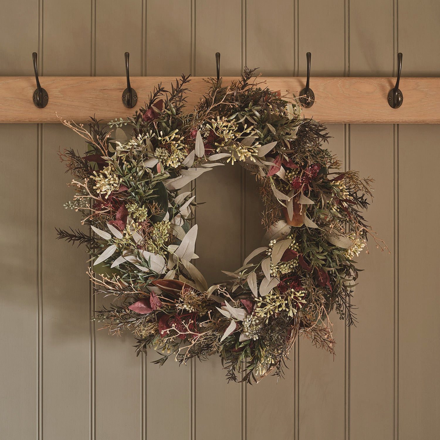 Lights4fun Adventskranz 60cm Herbst- und Winterkranz mit Beleuchtung – Bild 5 von 5