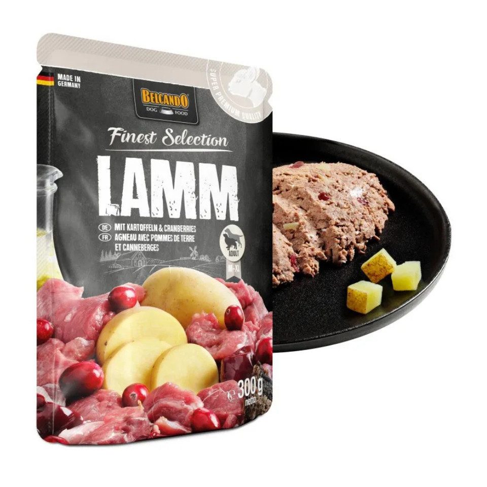 Belcando Lamm mit Kartoffeln & Cranberries - Nassfutter in Frischebeuteln 6x300g, Nassfutter für: Hunde