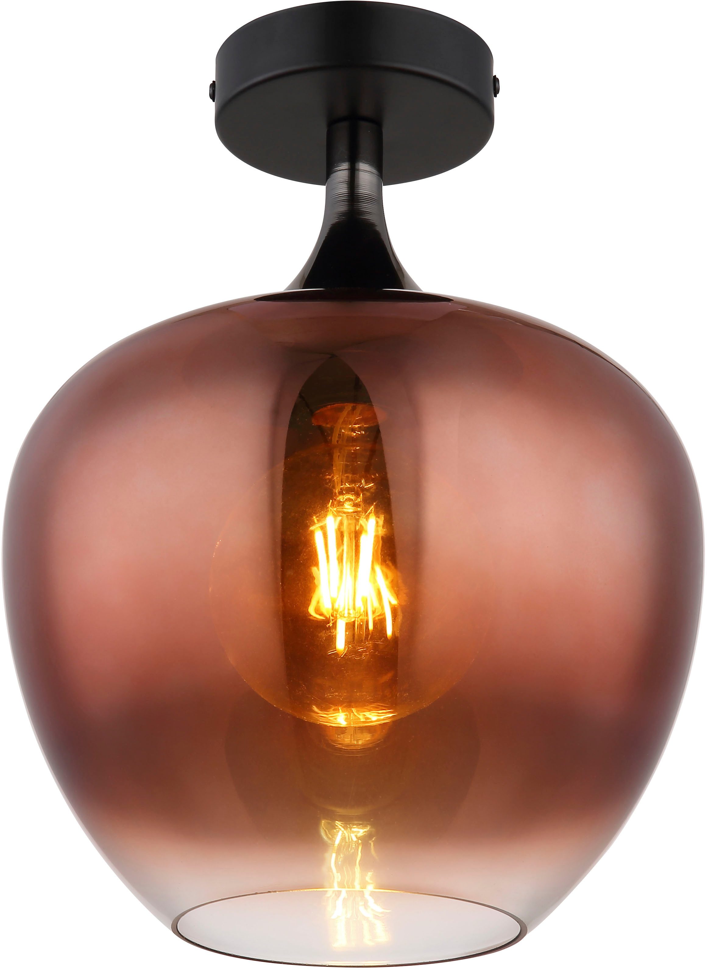 GLOBO LIGHTING Deckenleuchte MAXY, ohne Leuchtmittel, Deckenleuchte Schwarz/Chrom, Kupferglas, E27