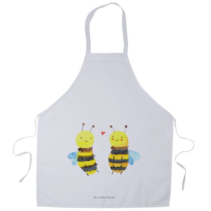 Mr. & Mrs. Panda Kochschürze Biene Verliebt - Weiß - Geschenk Küchenschürze Latzschürze Hummel (1-tlg)