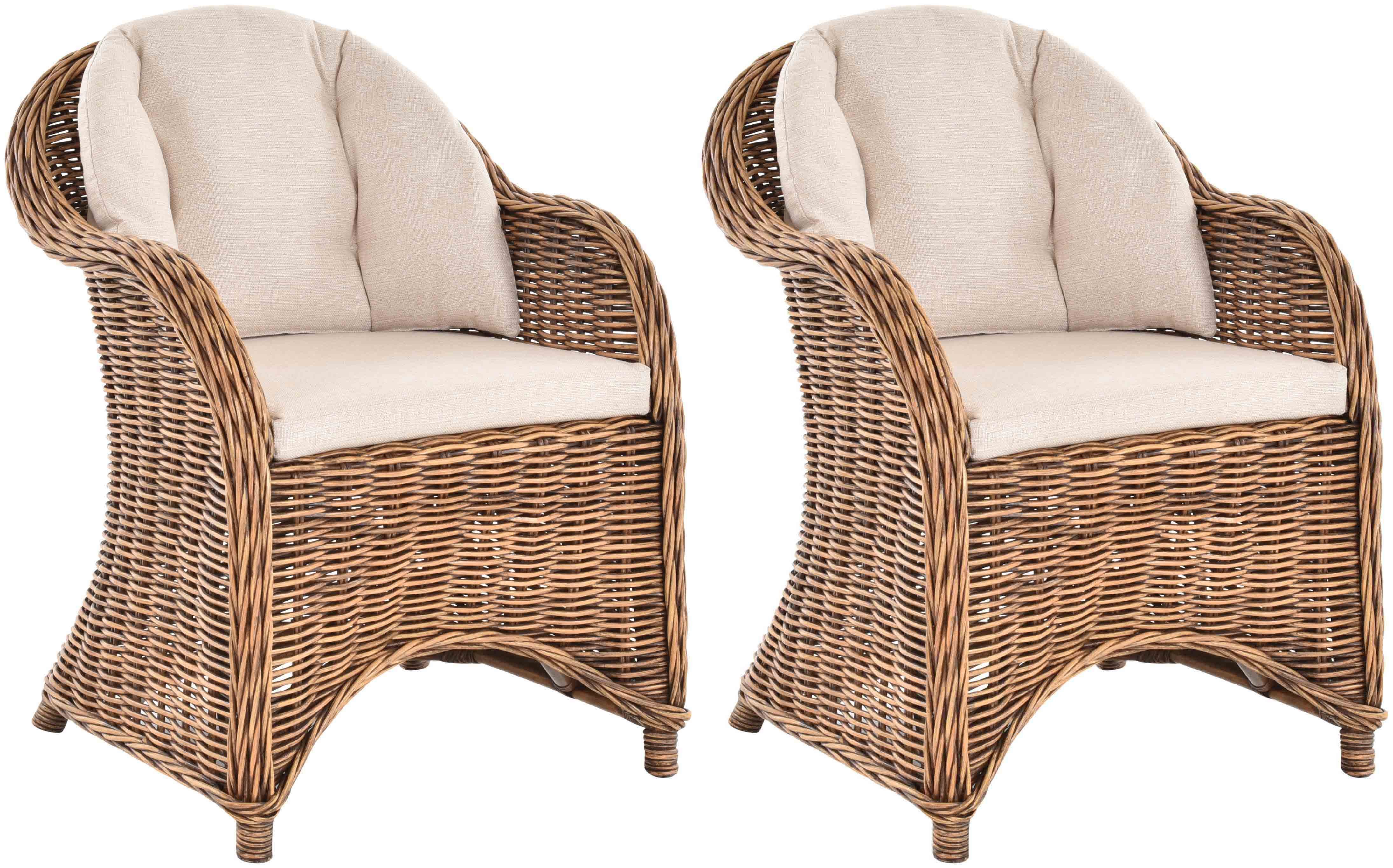 Krines Home Loungesessel 2x S 601 + Kissen S+R Jessy Beige Vintage Braun (2-St., 2x Sessel), Sessel geschwungen