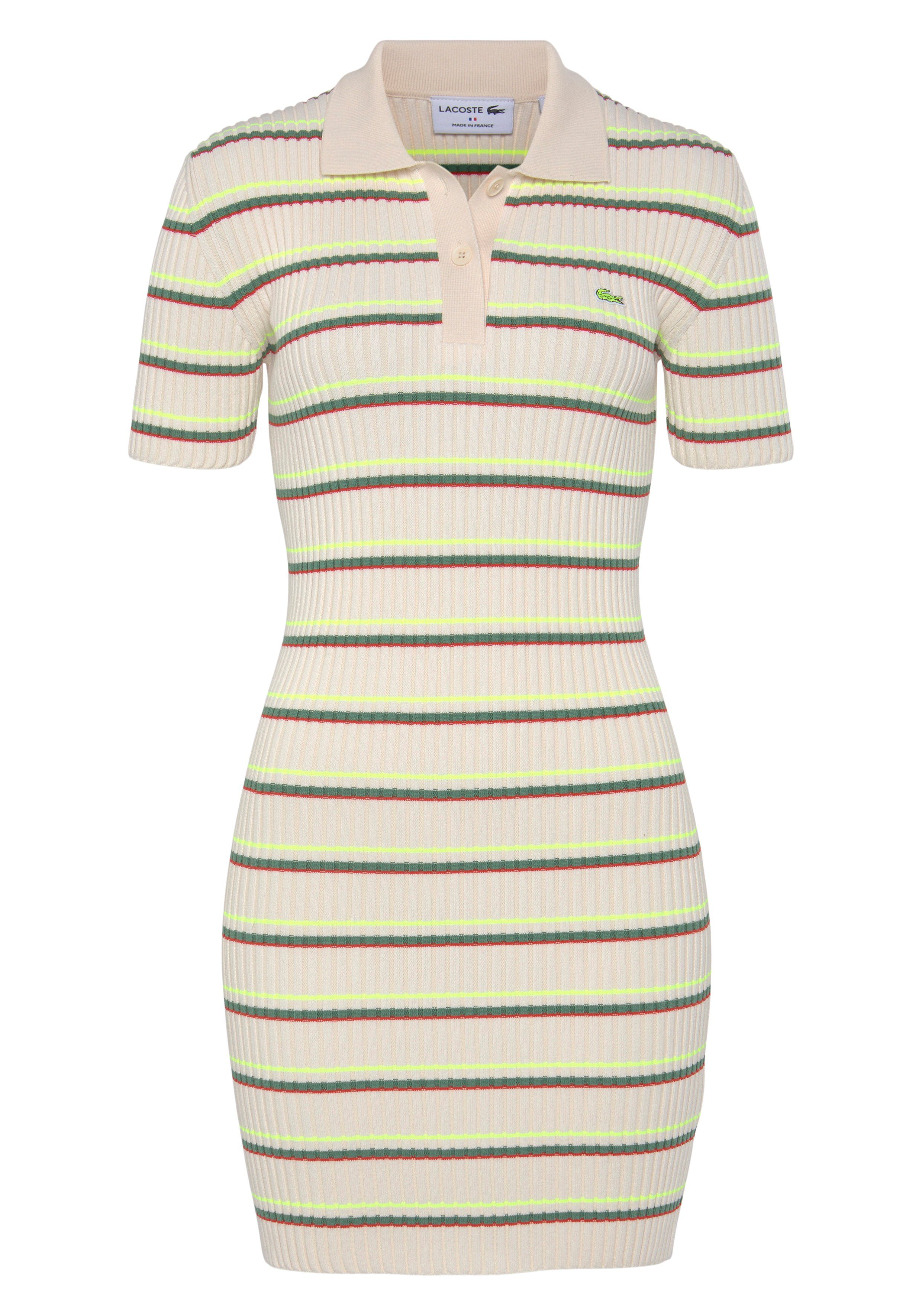 Lacoste Jerseykleid Rippkleid, tailliert komfortable in modischem Streifendesign | Sommerkleider