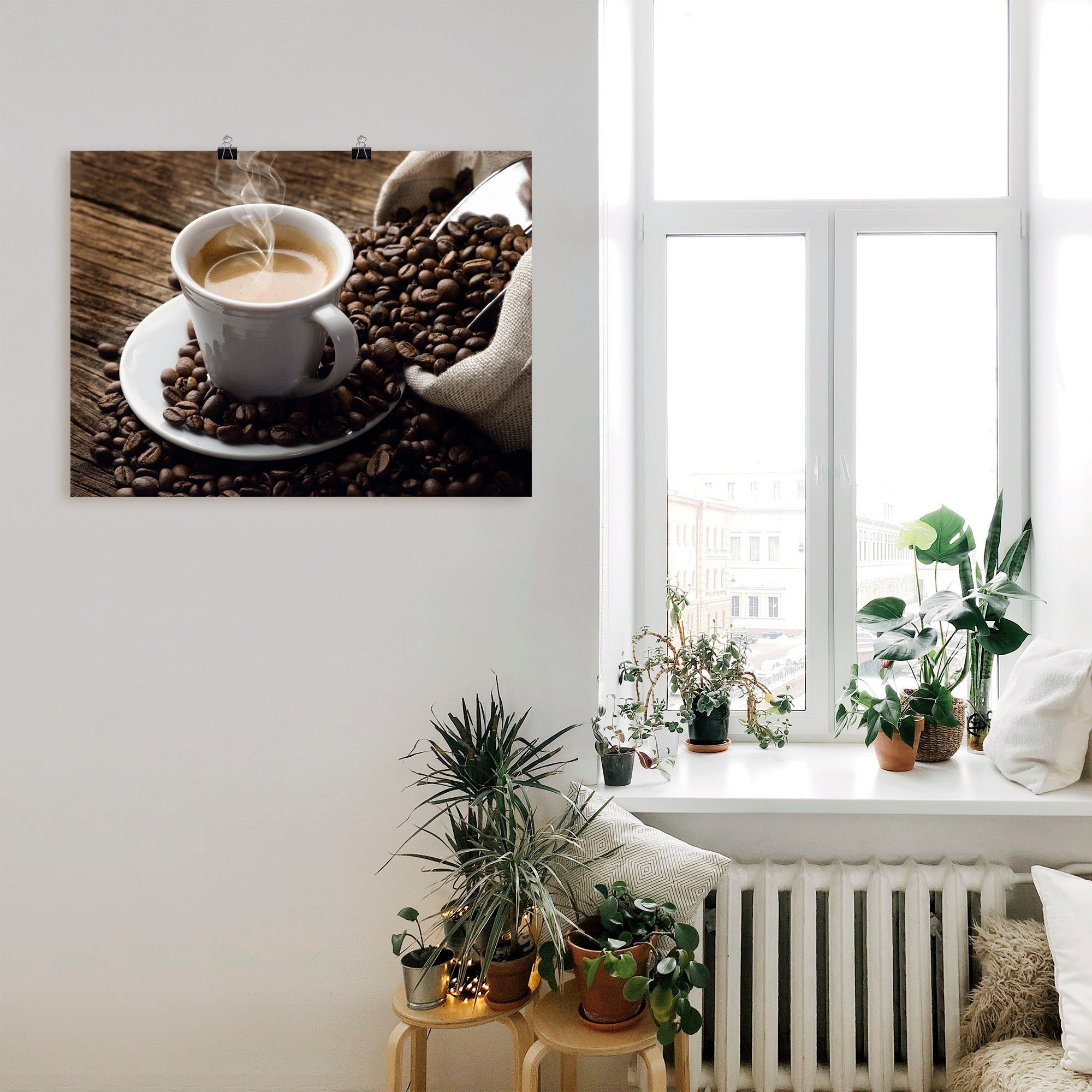 Artland Wandbild Heißer Kaffee - dampfender Kaffee, Getränke (1 St), als Alubild, Leinwandbild, Poster, Wandaufkleber in verschied. Größen