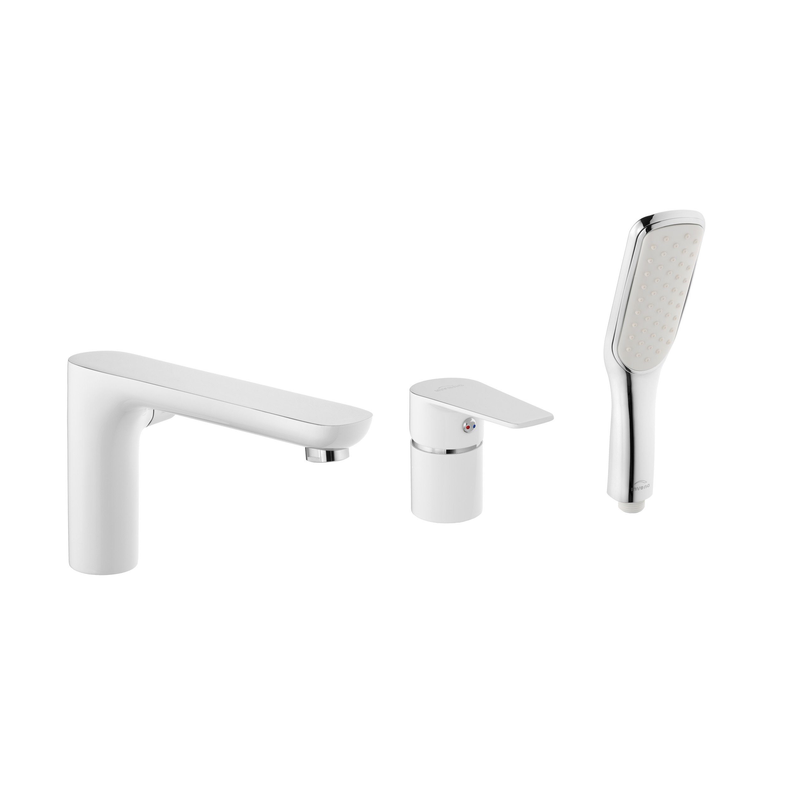 KOLMAN Wannenarmatur DOKOS Badewannenarmatur Set Handbrause und Mischbatterie in Weiß