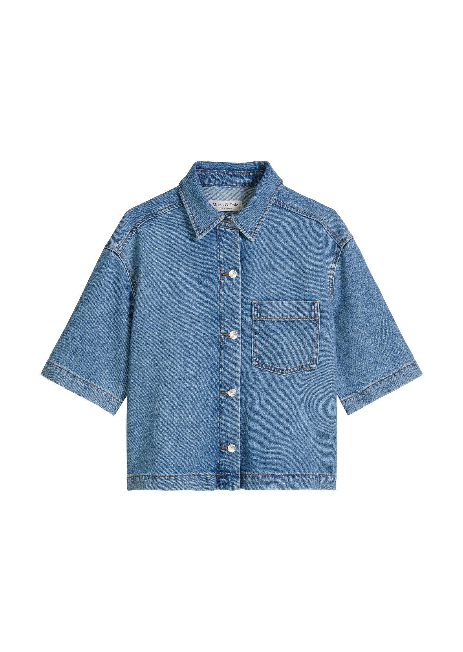 Jeansbluse aus Lyocell-Leinen-Baumwolle-Mix