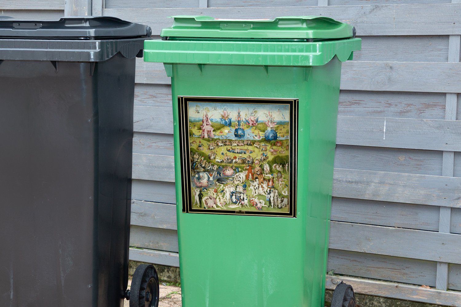 Mülltonne, Garten Container, Gemälde Abfalbehälter Wandsticker - der MuchoWow Sticker, Mülleimer-aufkleber, Hieronymus Bosch (1 Lüste von St),