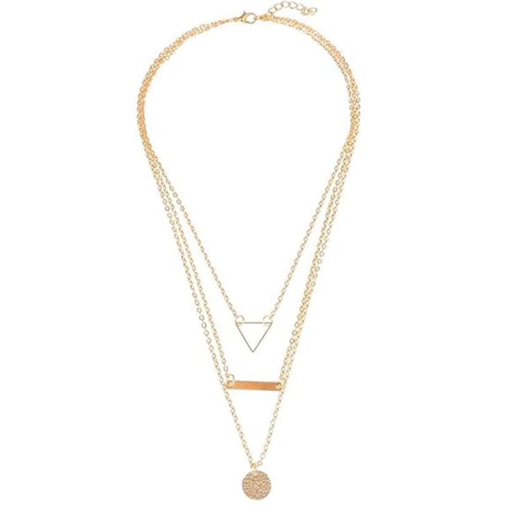 YouBella Collier Brass Triple Layered Halskette Für Frauen & Mädchen (Rostbeständig, Am besten zum Verschenken, Geeignet für alle Anlässe), Herz & Schloss-Stil, Hautfreundlich