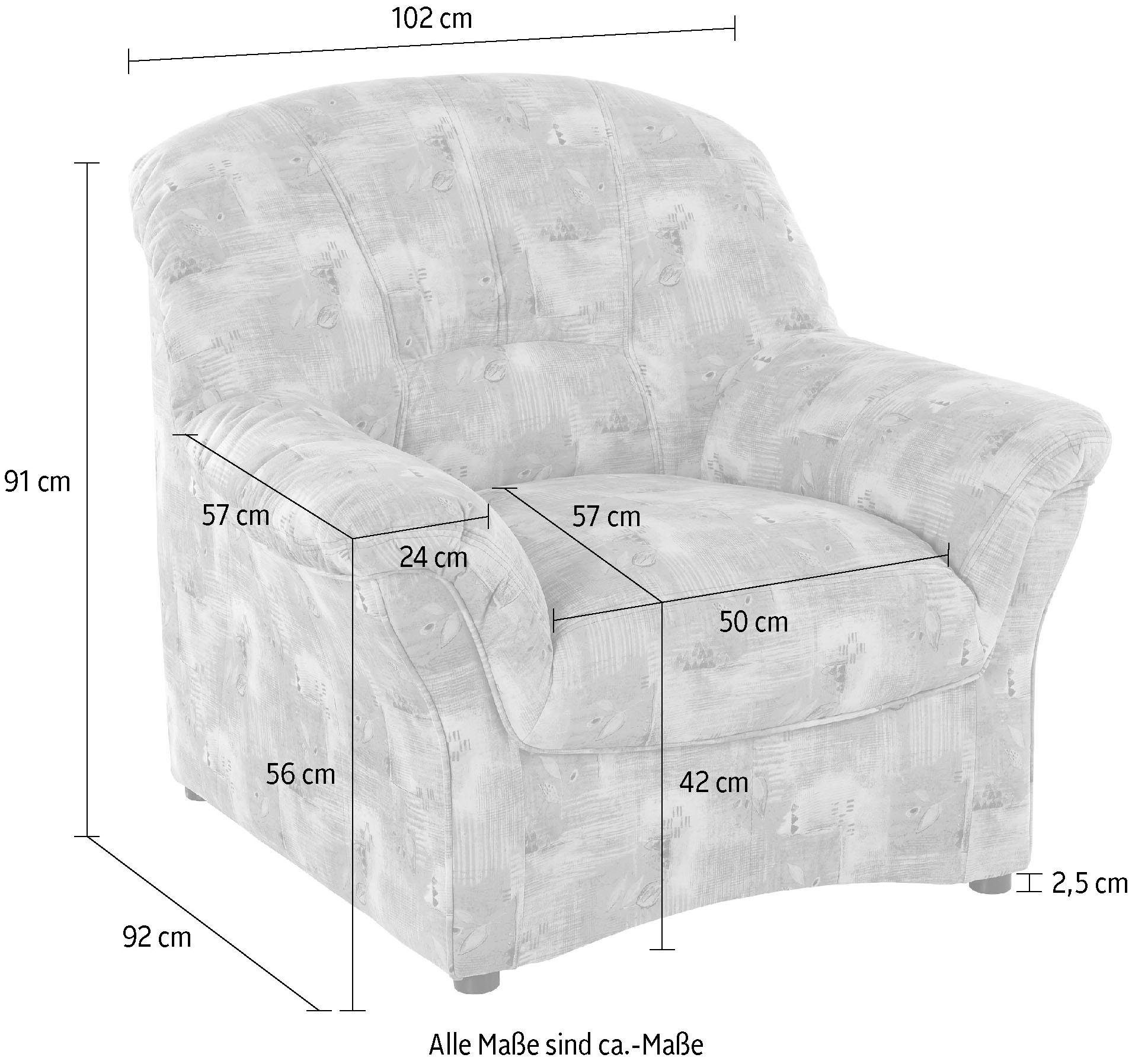 DOMO collection Sessel Bahia zeitlos, elegant, Breite 102cm, mit bequemen Armlehnen, Microfaser, natur – Bild 5 von 5