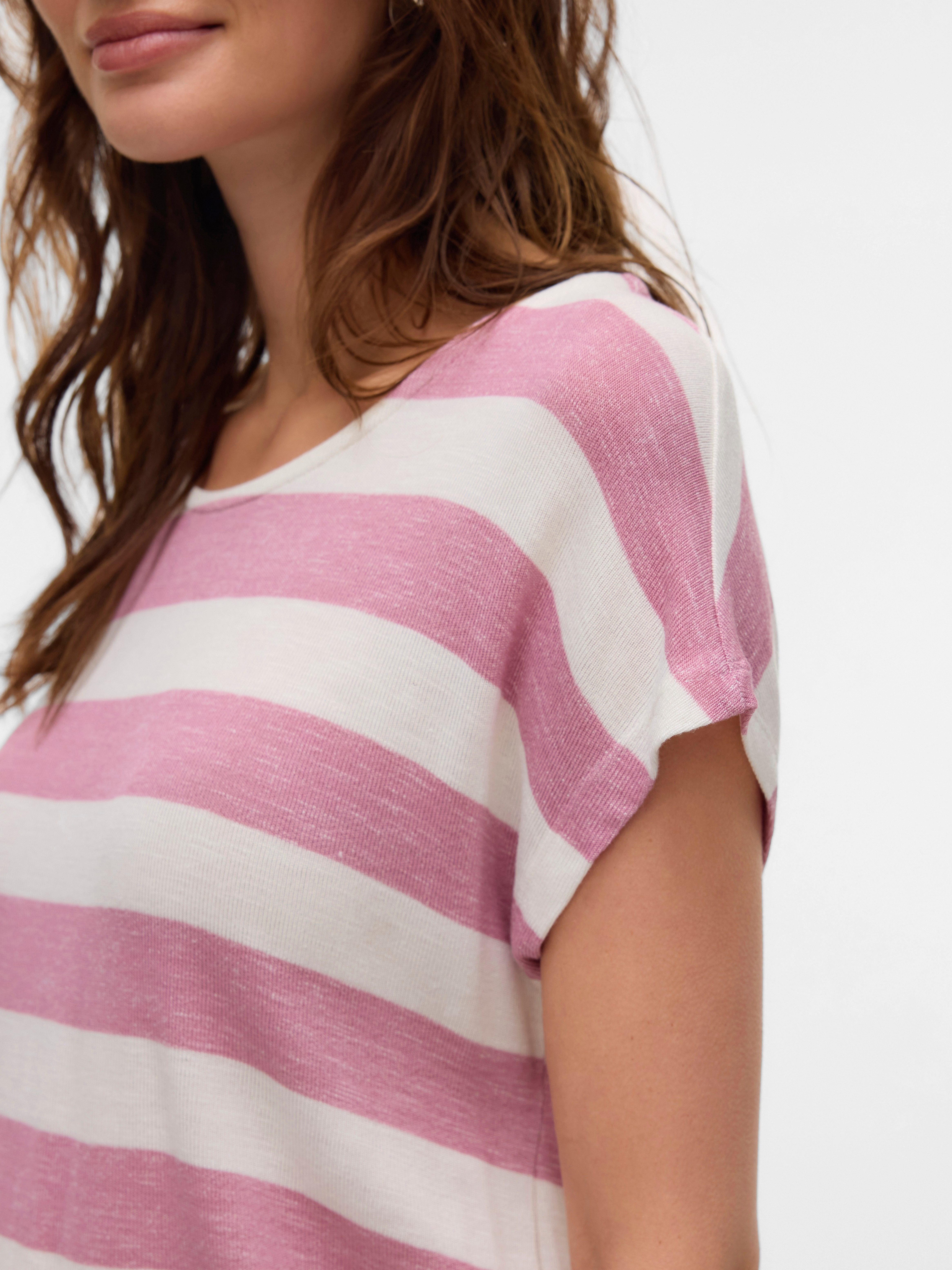Vero Moda Kurzarmshirt VMWIDE STRIPE SL TOP GA JRS NOOS Viskosemischung – Bild 4 von 5
