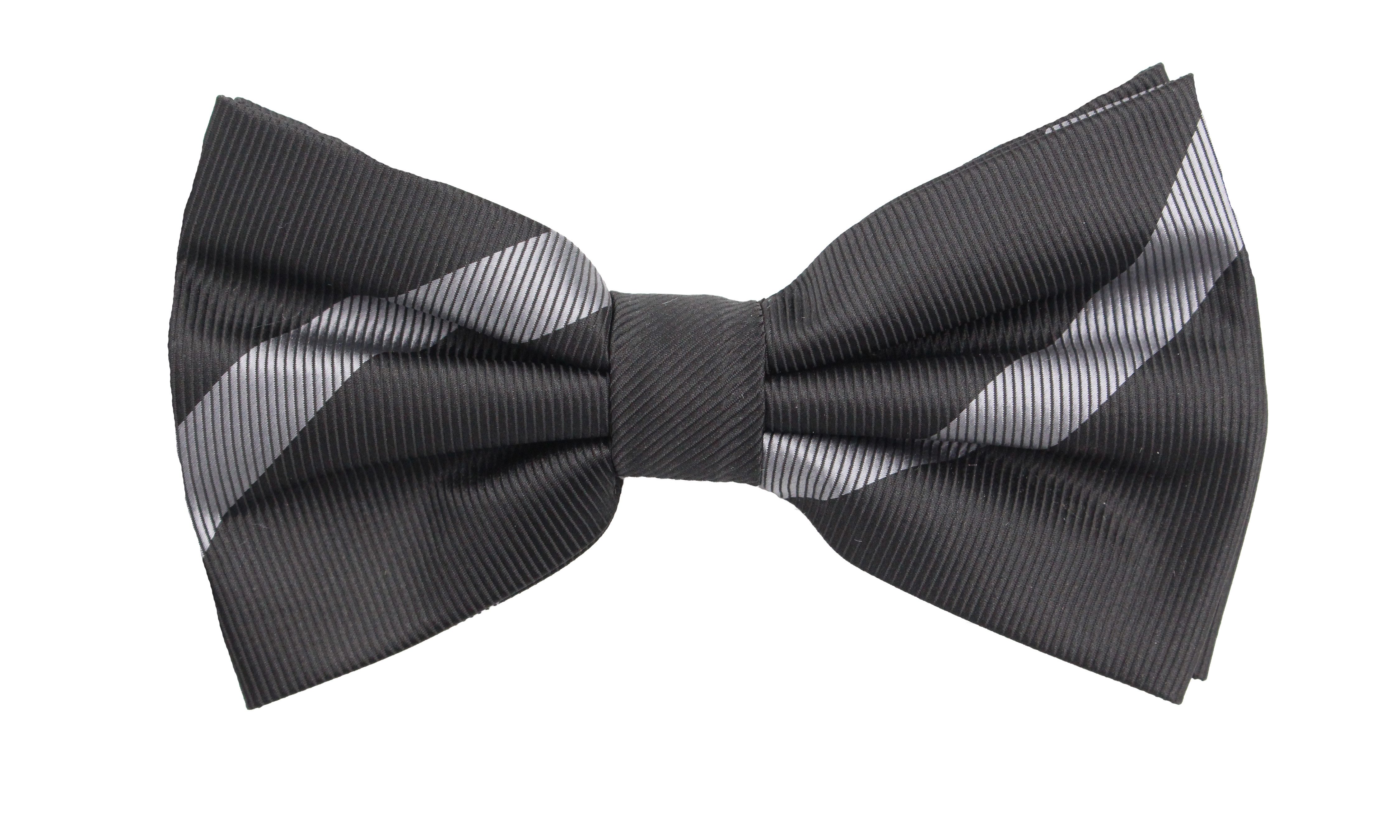 Fabio Farini Fliege Herren Fliegen in Schwarz - Männer Querbinder Vorgebunden Bowtie (1-St., Gestreift) Streifen - Dunkelgrau/Hellgrau - Infinity/Timeless