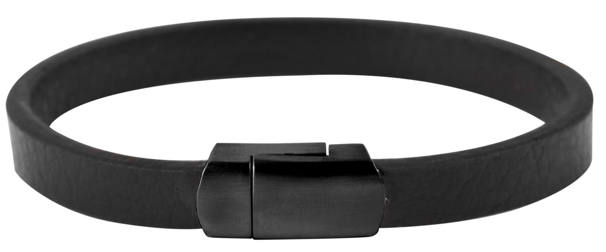 Schwarz1 AKZENT Unisex Magnetverschluss, Echtleder, aus (einzeln) Lederarmband Armband Schwarz Milania