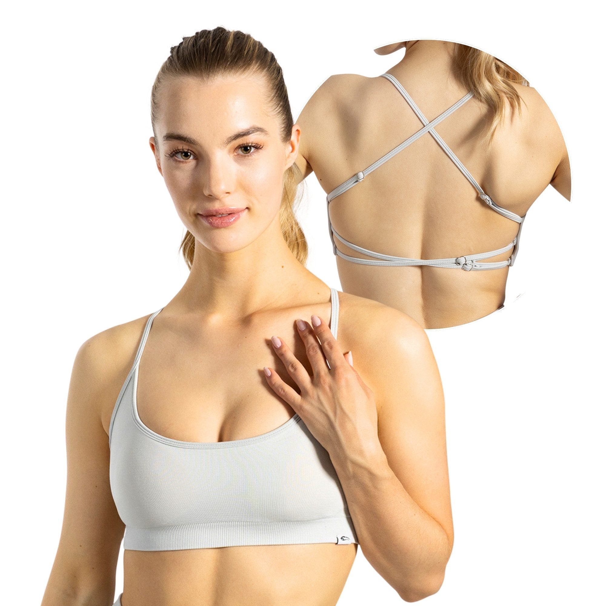 Smilodox Sport-BH Sena, Shaped Fit Top, offener Rücken, überkreuzte Träger Push Up BH, atmungsaktives Material, leichtes Training Freizeit