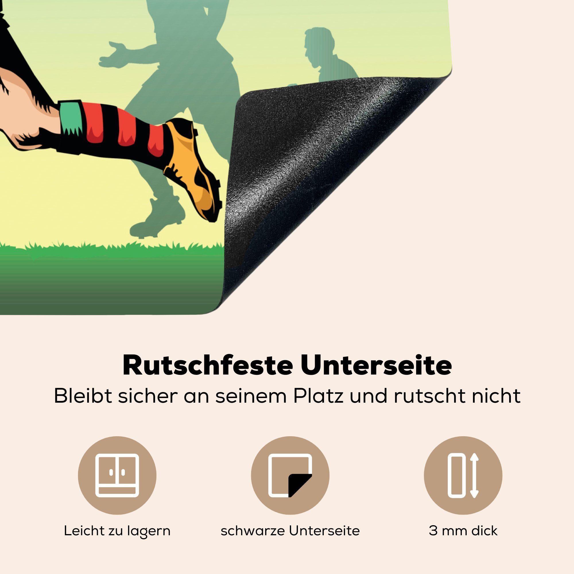 Herdblende-/Abdeckplatte (1 Mobile Rugbyspiels, tlg), Vinyl, 60x52 nutzbar, Eine Arbeitsfläche des Ceranfeldabdeckung MuchoWow cm, Illustration