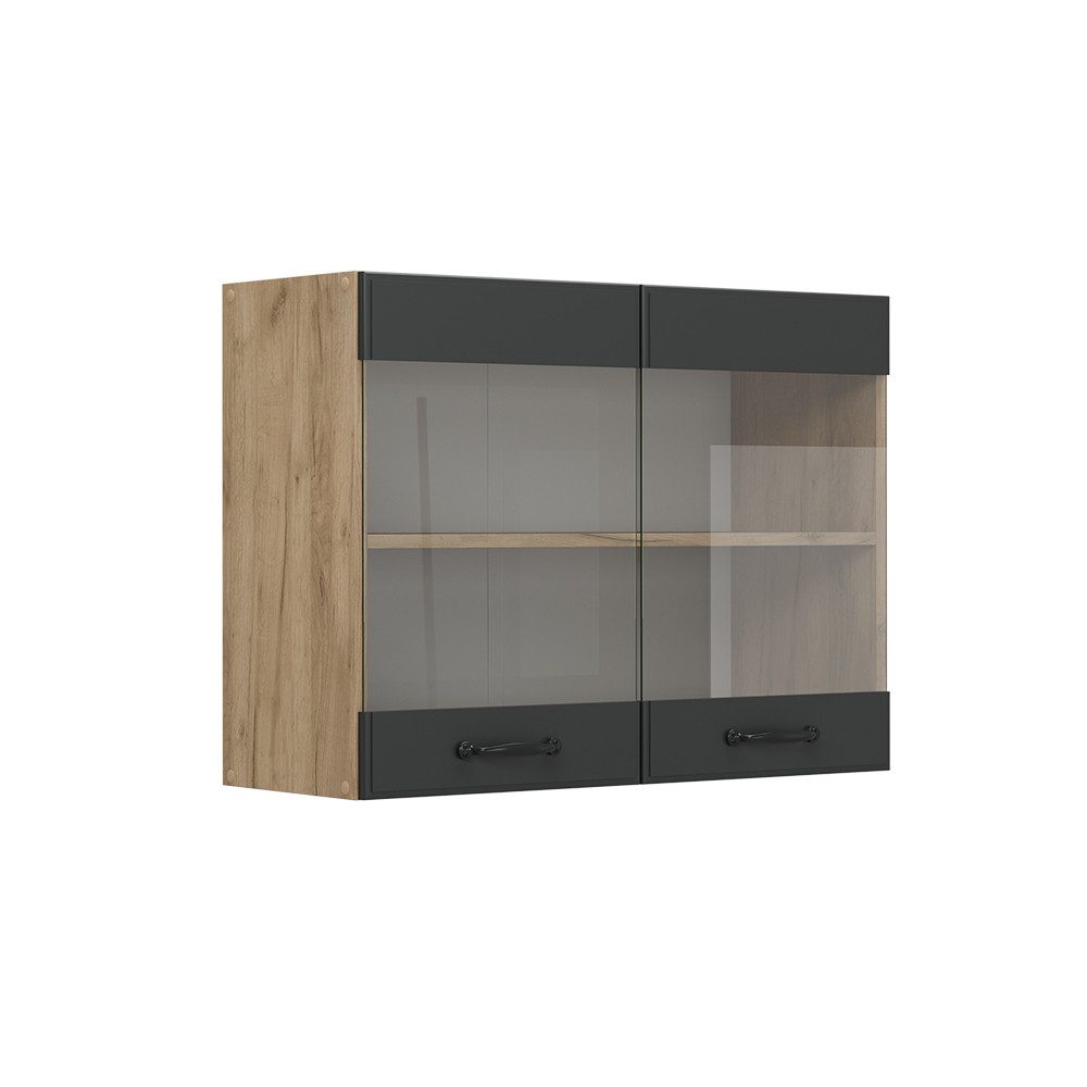 Vicco Glashängeschrank R-Line, Anthrazit Landhaus/Goldkraft Eiche, günstig online kaufen
