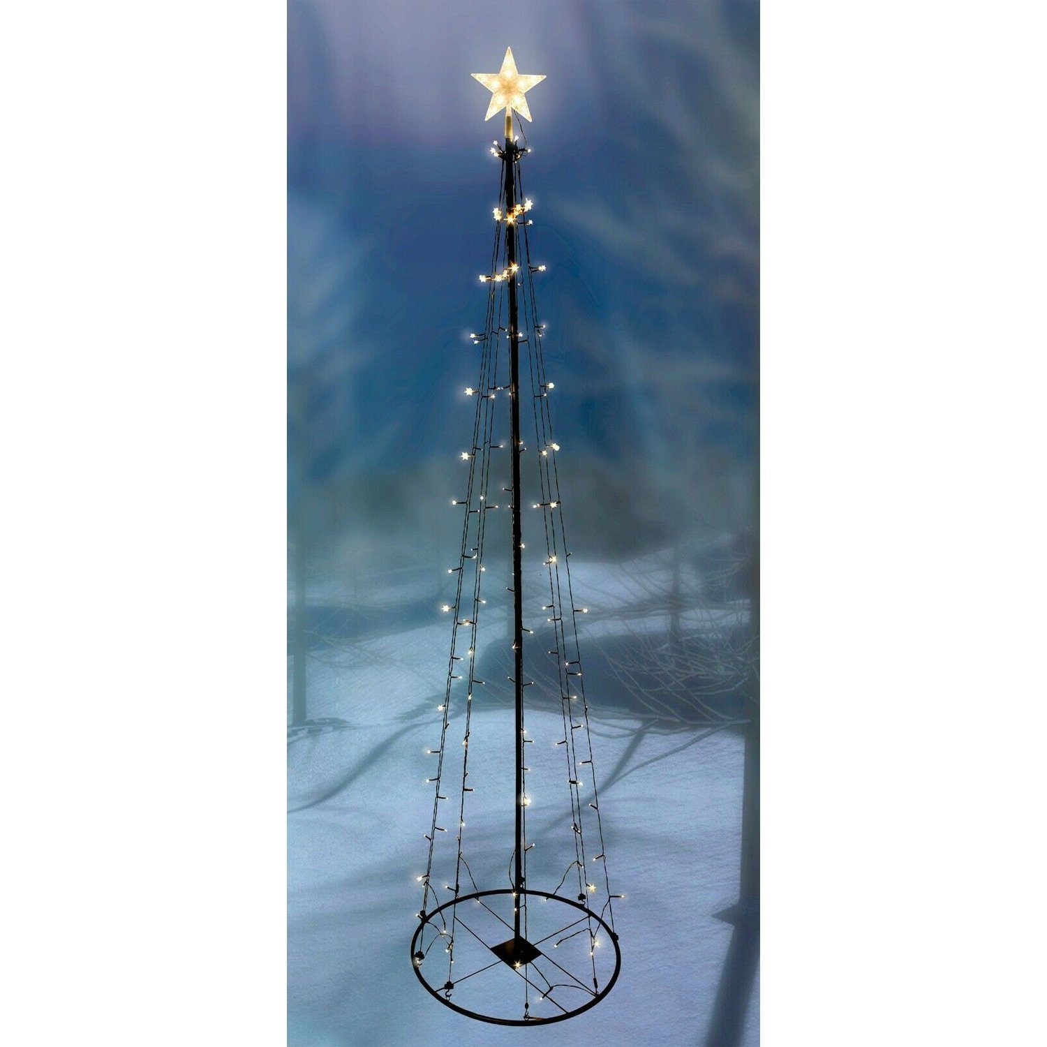 Lichtervorhang XXL LED Metall Weihnachtsbaum warmweiß 154 LEDs 240cm 8 Funktionen