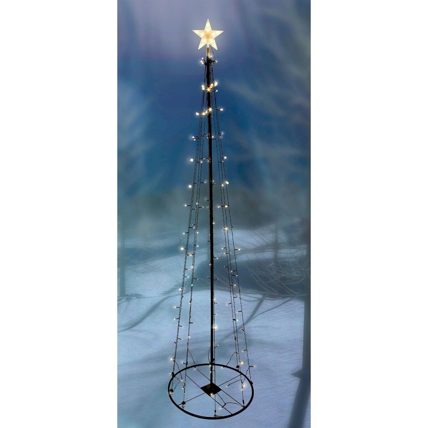 Stern 240cm Lichtervorhang warmweiß Metall LED 154 XXL INDA-Exclusiv mit Weihnachtsbaum LEDs