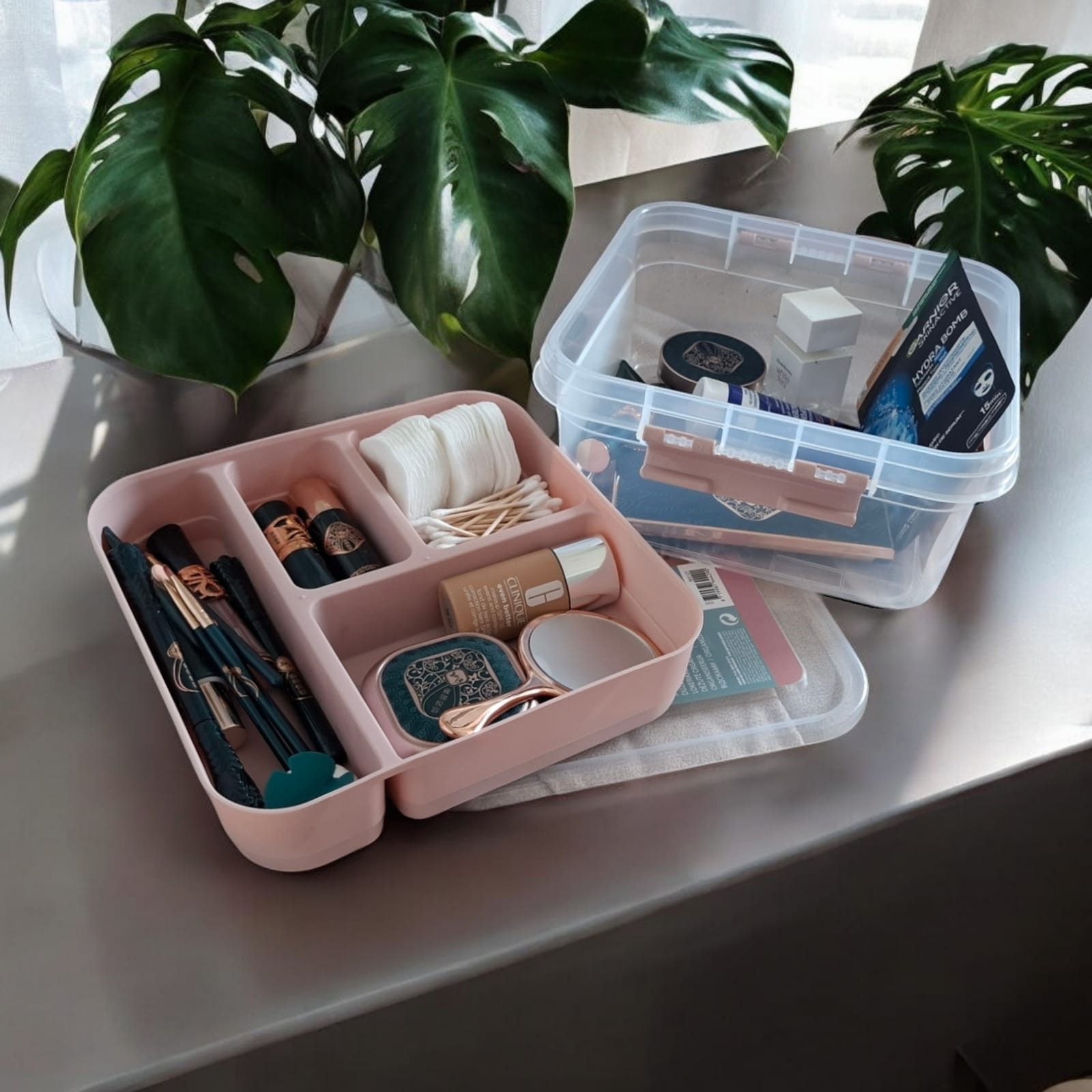 KEINerlei® Make-Up Organizer Sortierbox Aufbewahrungsbox mit Deckel Kosmetik Organizer 2er Set