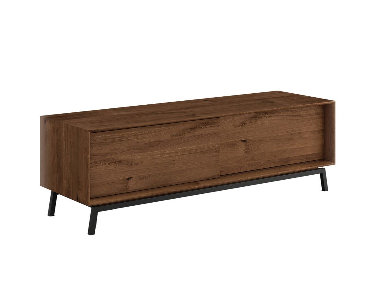 Feldmann-Wohnen Lowboard Modern Loft (2-türig, mit Einlegeböden, 1 St., Massivholz, geölte Oberfläche), 200x50x52cm 2-türig Eiche Tabak