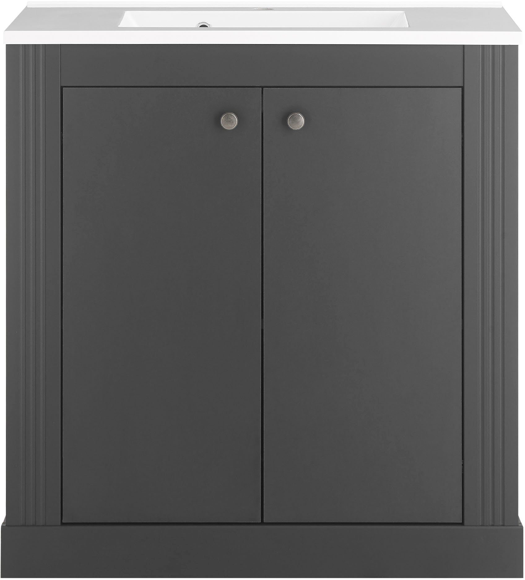 OTTO home Waschtisch WESTMINSTER, Waschbeckenunterschrank inkl. Waschbecken, Metallgriffe (1-St), in 2 Farben verfügbar, mit Stauraum, Breite 80 cm