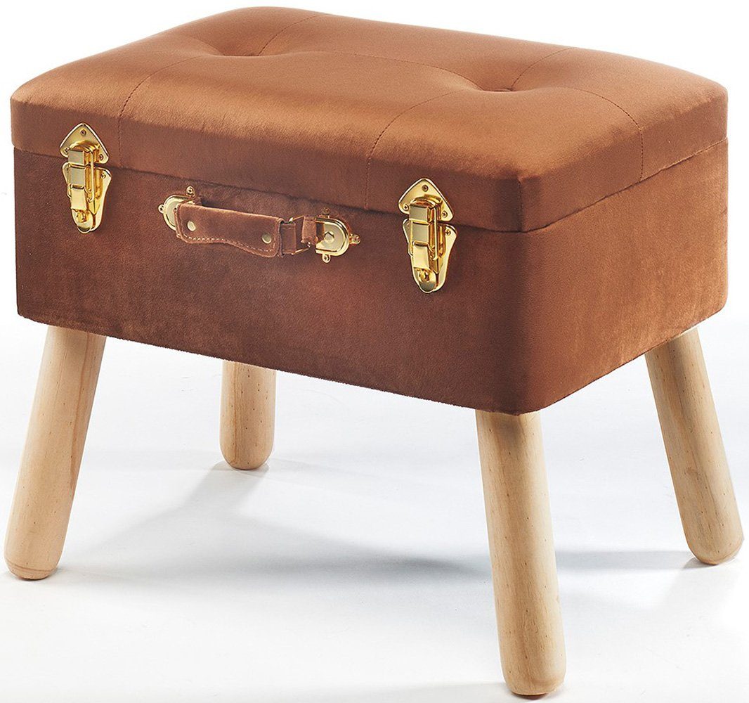 Kobolo Sitzhocker Kofferhocker Polsterhocker aus Velours in braun