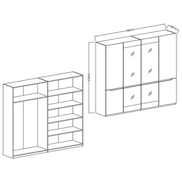 Lomadox Kleiderschrank HERNING-83 anthrazit anthrazit Hochglanz und Appenzeller Fichte 181/213/60 cm