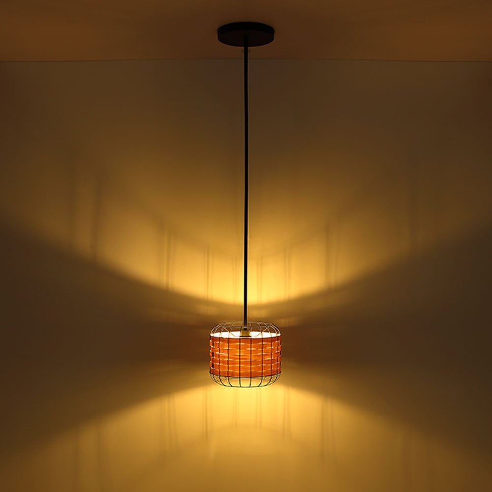 Pendellampe nicht Hängelampe Leuchtmittel inklusive, Pendelleuchte, Landhaus Esszimmerlampe Globo Gitterschirm Holzoptik