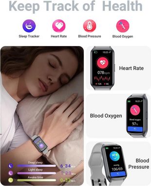 Amzhero Smartwatch (1,47 Zoll, Android iOS), 20+ Trainningsmodi SpO2 Tracking Schlafüberwachung Herzfrequenzmessung