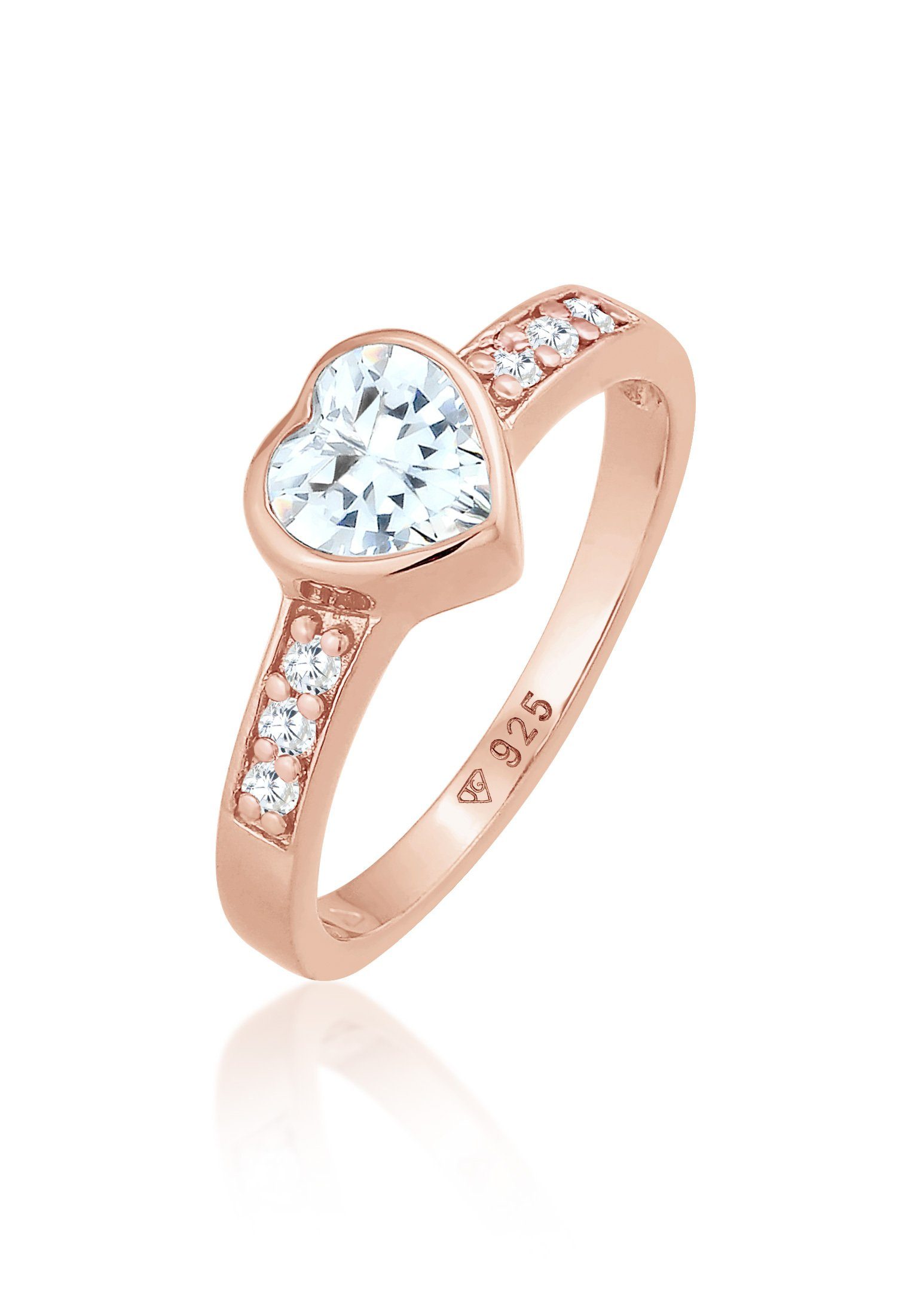 Silber, Herz Symbol Zirkonia 925 Rosegold Herz Elli Fingerring Verlobung