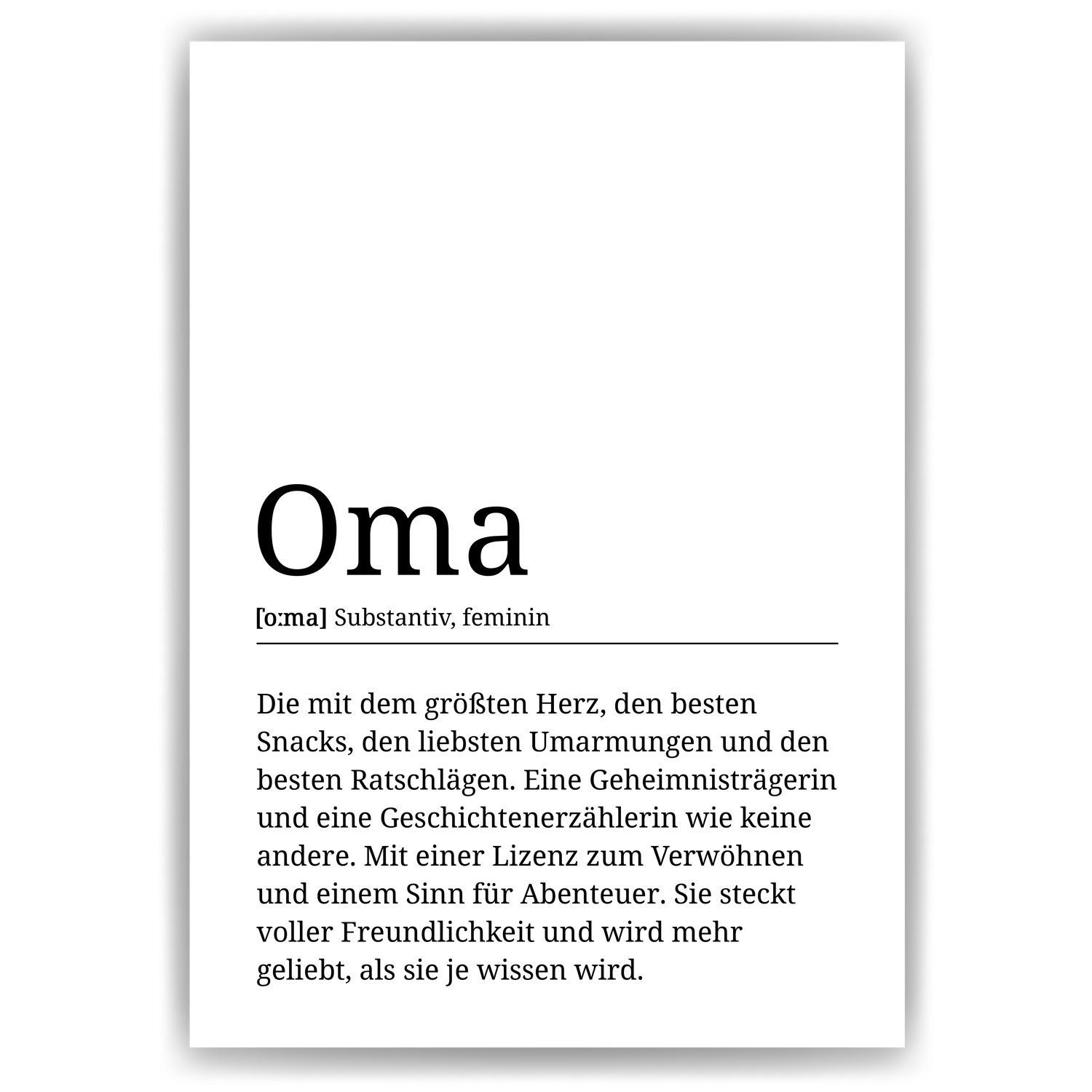 Tigerlino Poster Oma Definition Wandbild Großmutter Geburtstag Geschenk günstig online kaufen