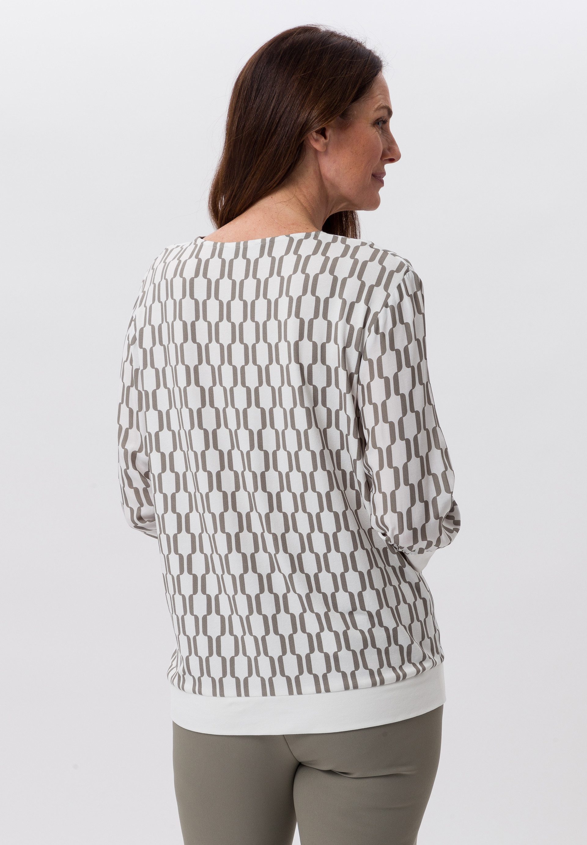 FRANK WALDER Klassische Bluse im graphischem Dessin