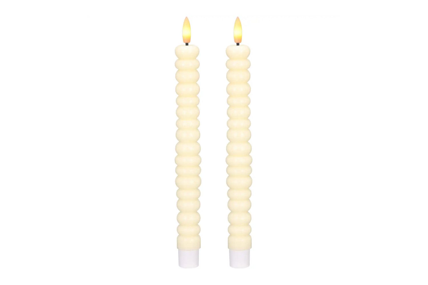dasmöbelwerk LED-Kerze LED-Stabkerzen 2er Set Ø2,2x22 cm Dinnerkerze Timer Creme, Leuchtmittel nicht enthalten