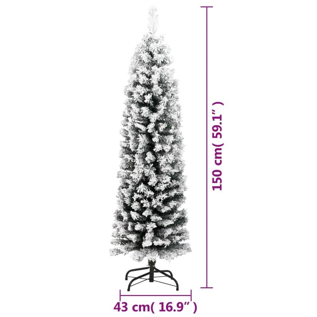 Schnee vidaXL Schlank mit Weihnachtsbaum cm 150 Weihnachtsbaum PVC Grün Künstlicher Künstlicher
