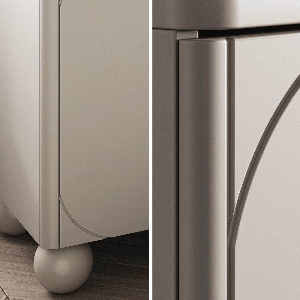 Lomadox Sideboard SPLIT-141, kaschmir beige matt 200 cm Kugelfüße grifflos Push-to-open Softclose