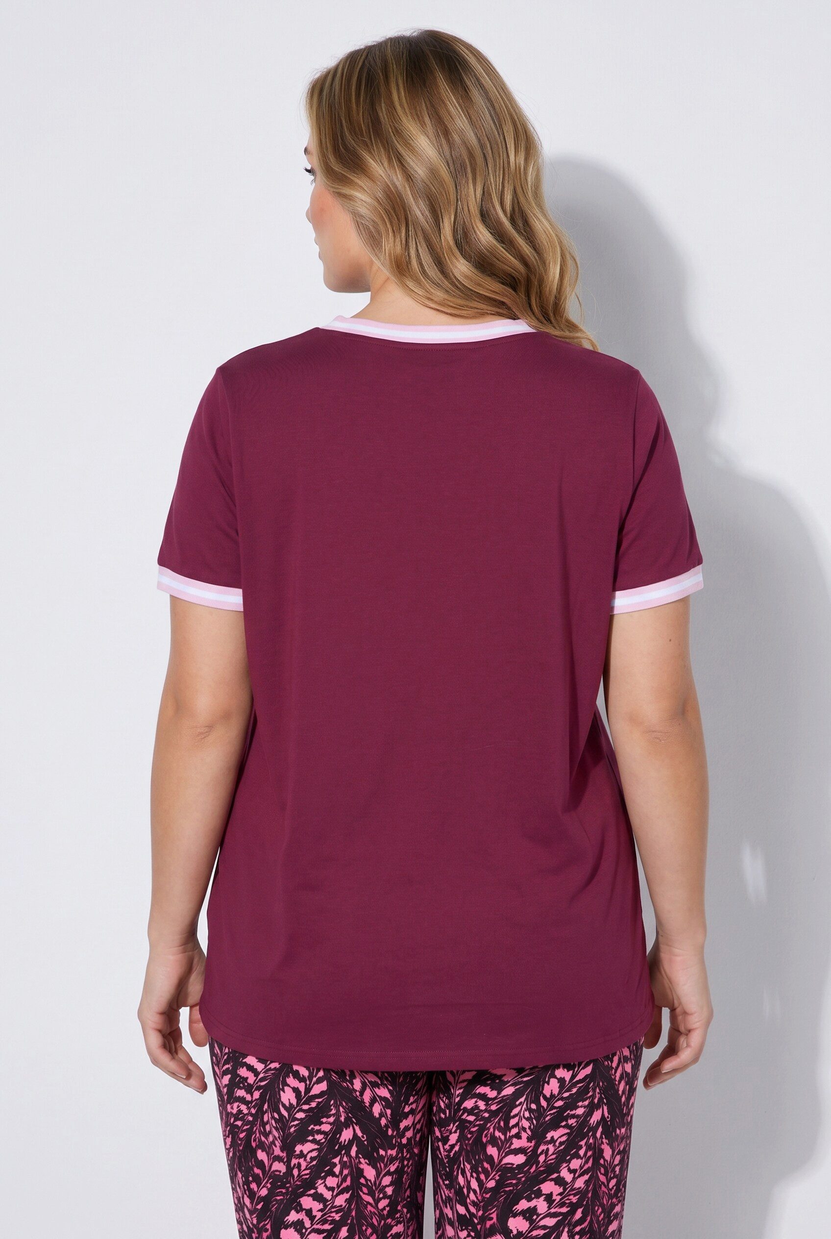 MIAMODA T-Shirt T-Shirt A-Linie Streifenbündchen gerundeter Saum
