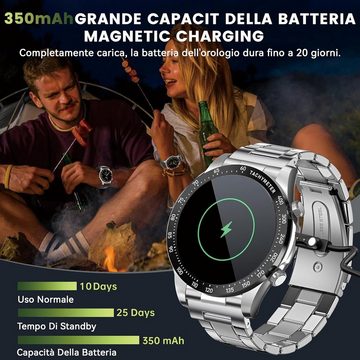 RollsTimi Herren mit Telefonfunktion HD Fitness Tracker Smartwatch (1,43 Zoll, Android iOS), Schlaf-Pulsmesser107 Trainingsmodi IP68 Wasserdichter Activity Tracker