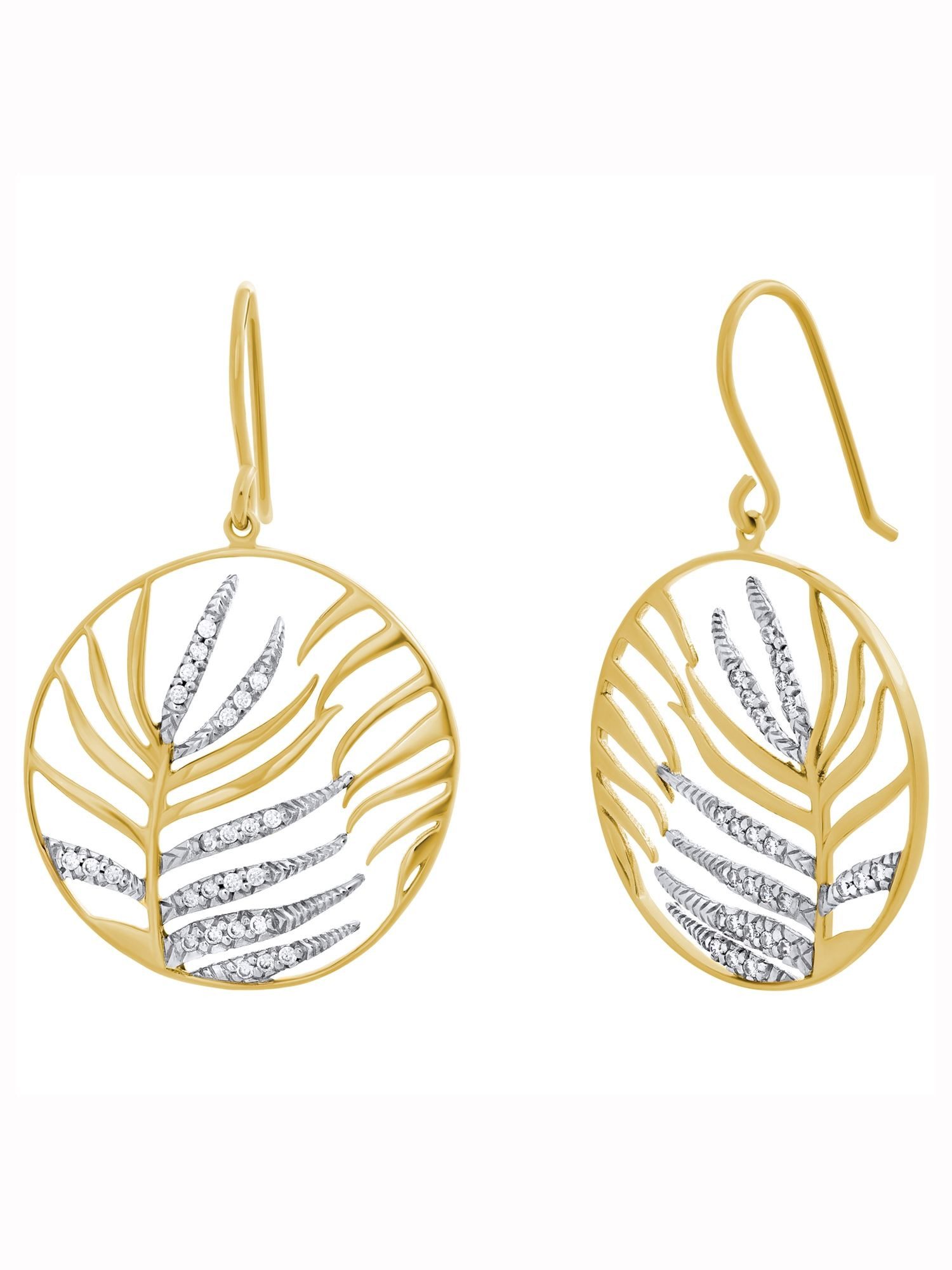 Julie Julsen Paar Ohrstecker JJER0833.3, Julie Julsen JJER0833.3 Damen Ohrringe Palmenblatt Gold Weiß