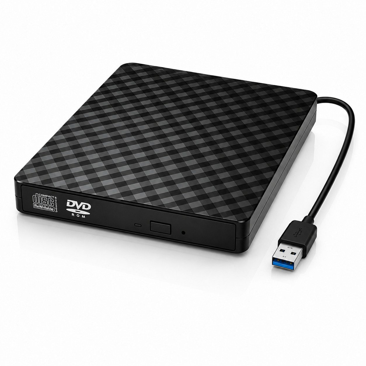 Fyrove Externes CD-Laufwerk, optisches Laufwerk für Notebook, DVD-Brenner (USB-Laufwerk für Laptop, PC und Mac, kompakt für Büro und Zuhause, 8- & 12-cm-Discs, USB 3.0, Kabelablage, CD/DVD lesen und brennen)
