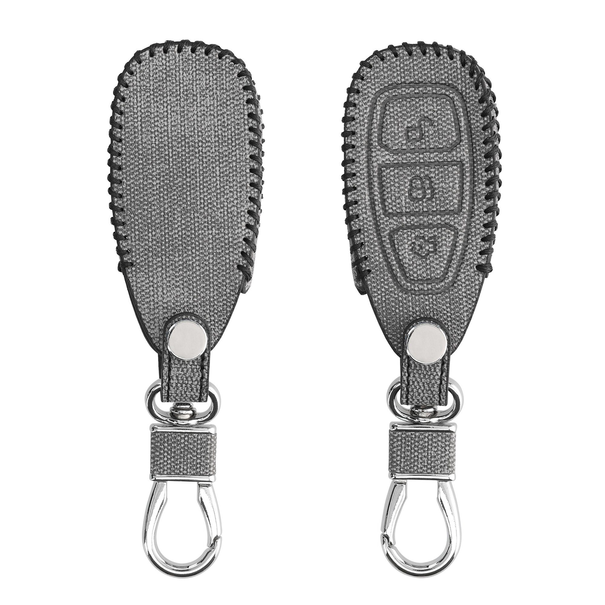 kwmobile Schlüsseltasche Autoschlüssel Kunstleder Hülle für Ford, Schlüsselhülle Schlüssel Case Cover in Grau