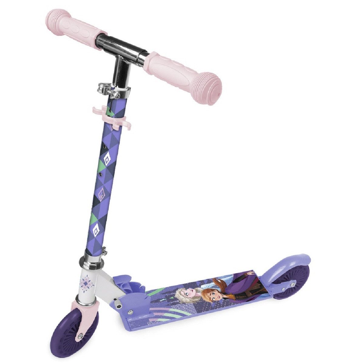 Disney Frozen Miniscooter - Kinder Scooter max. bis 50 kg – höhenverstellbar & klappbar, Rutschfeste Trittfläche, Rücktrittbremse