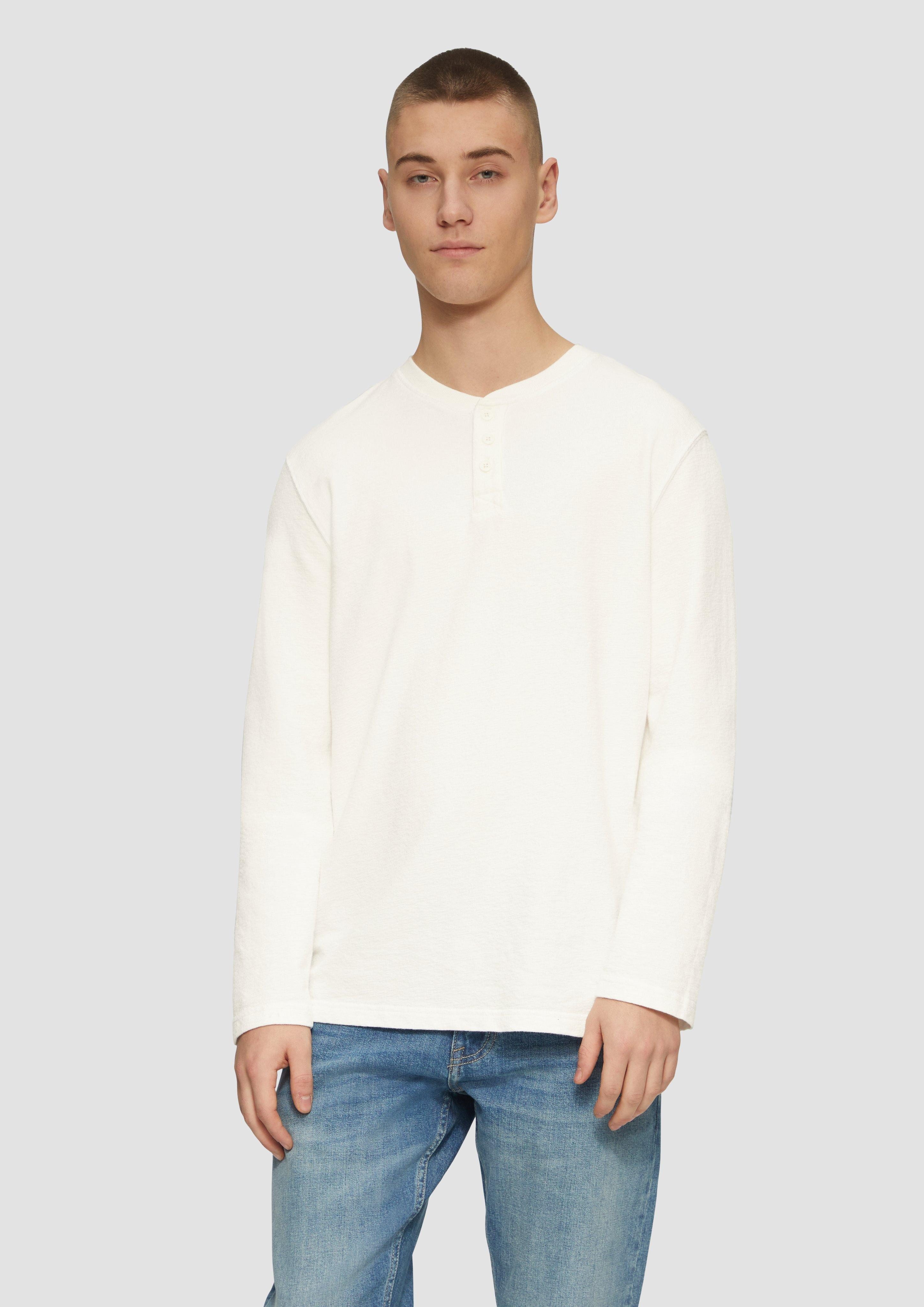 QS Langarmshirt Gewaschenes Henley-Longsleeve in Strukturjersey günstig online kaufen