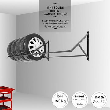 Stillerbursch Felgenbaum Reifenwandhalterung Reifenregal Made in Germany, für 8 Reifen, bis 225 mm Reifenbreite, Reifenwandhalterung, 1-tlg., 1-tlg., Reifenhalter für 8 Räder zur Wandmontage